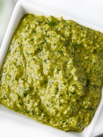 bowl of vegan pesto without pine nuts